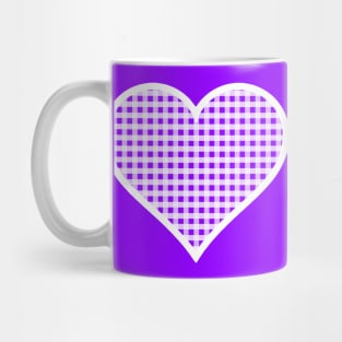 Purple and White Gingham Heart Mug